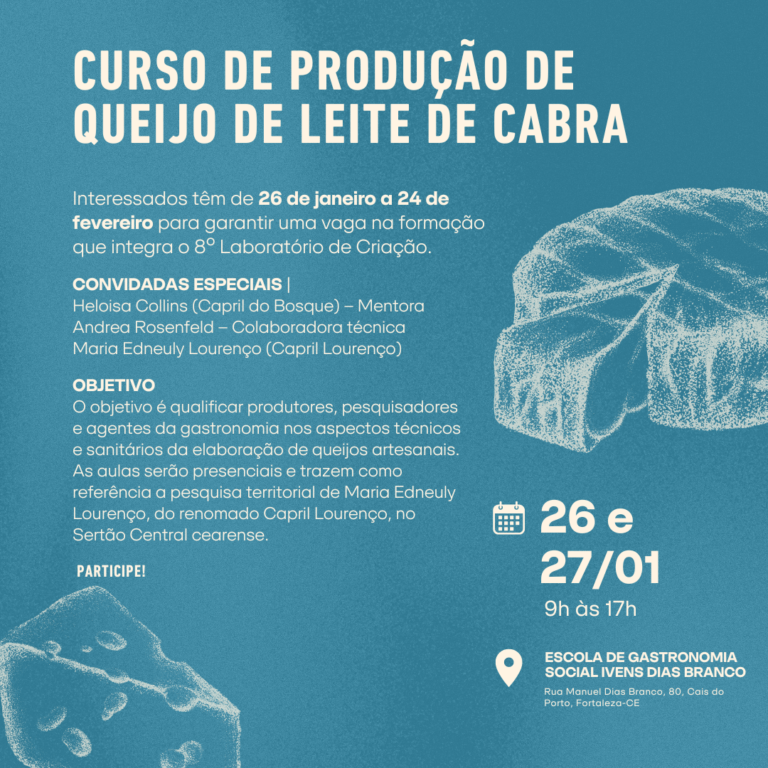 Sertão no Prato: Inscrições para formação gratuita em Queijos de Leite de Cabra estão abertas