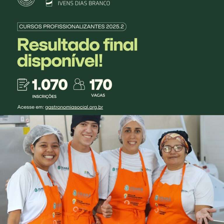 EGSIDB divulga lista de aprovados nos Cursos Profissionalizantes em Gastronomia (Processo Seletivo 02/2025)
