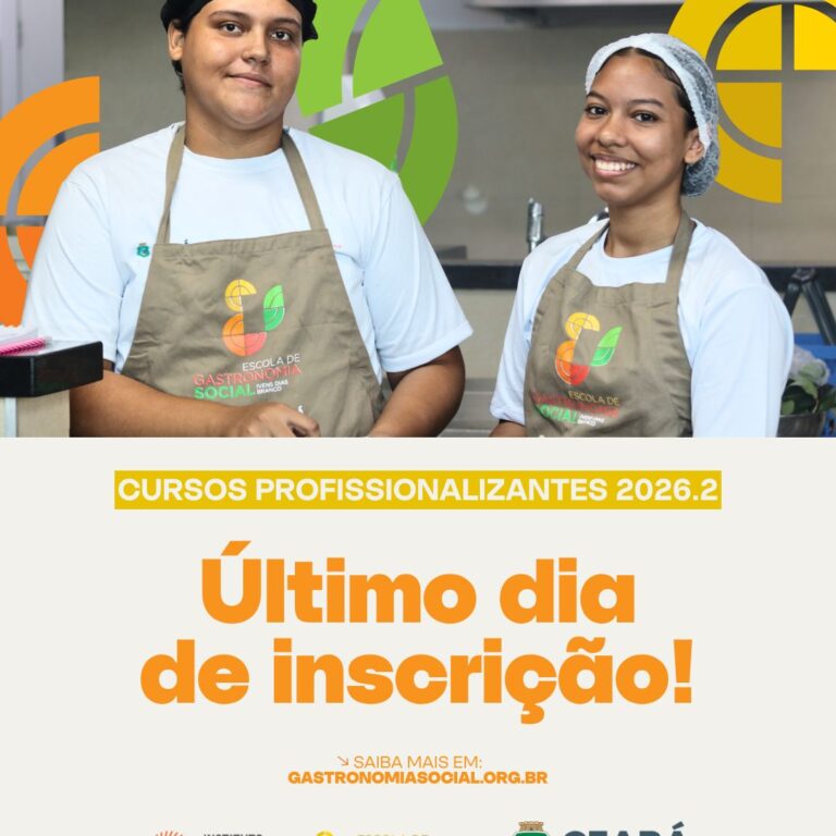 Inscrições – Cursos profissionalizantes 2026.2: cozinha, confeitaria, panificação e cozinha vegana